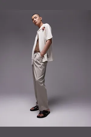 Topman Wide leg trouser in stone