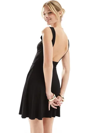Miss Selfridge Sleeveless low back fit and flare dress in