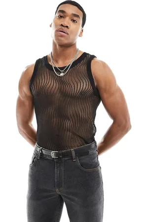 ASOS Muscle fit vest in patterned mesh