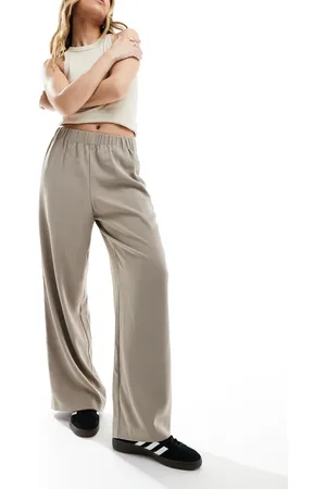 SELECTED Femme high waist wide fit trousers in beige