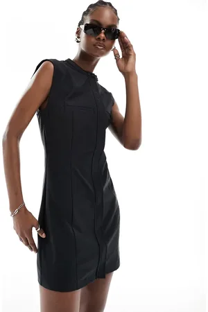 MANGO Sleeveless zip up dress in dark