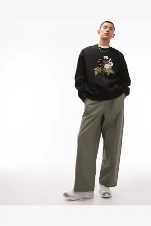 Topman Extra wide trousers in khaki