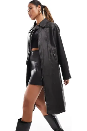 NA-KD X Chloe Monchamp long zip detail coat in