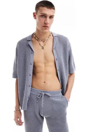 COLLUSION Knitted shirt co-ord in blue