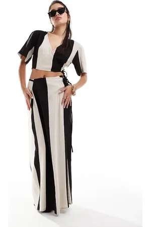 Pretty Lavish Contrast wrap midaxi skirt co-ord in monochrome