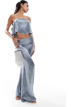 In The Style X Perrie Sian exclusive satin floaty bandeau top co-ord in