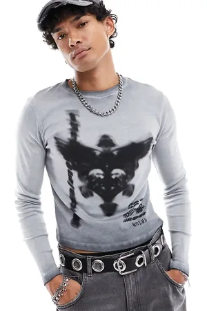 Reclaimed Slim long sleeve skate tee with y2k graphic in