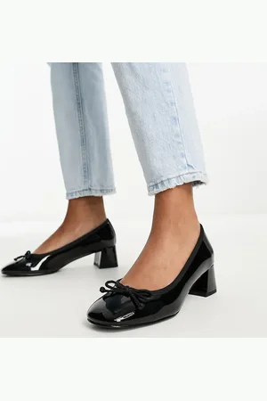 ASOS Steffie bow detail mid block heeled shoes in