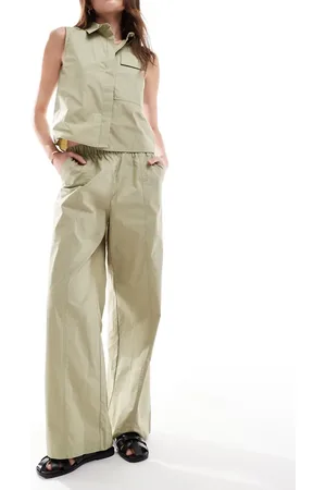 JDY Wide leg trouser co-ord in sage