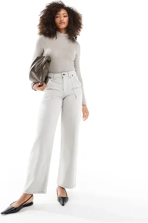 ASOS Loose knit high neck bodysuit in stone