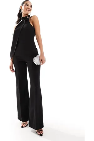 ASOS High neck jumpsuit with silver neck trim in