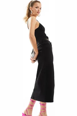 VERO MODA Denim midi skirt in