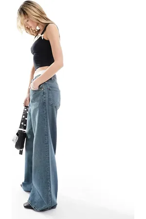 Motel Roomy extra wide low rise jeans in vintage green