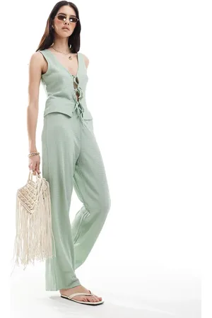 VERO MODA Textured jersey trouser co-ord in blue