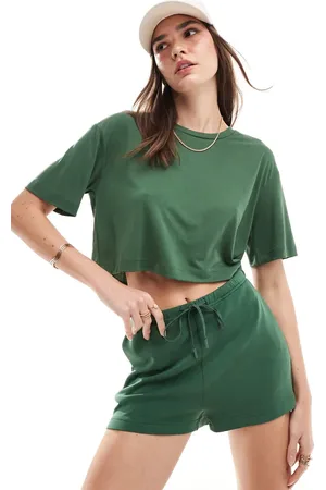 Stradivarius Soft touch t-shirt co-ord in forest