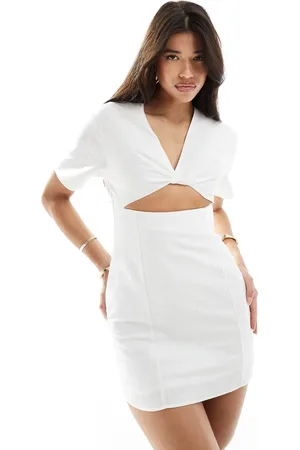Kaiia Linen look cut out mini dress in