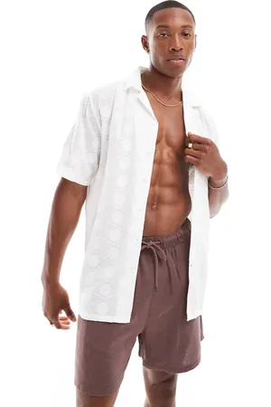 Only & Sons Revere collar shirt with embroidery detail in