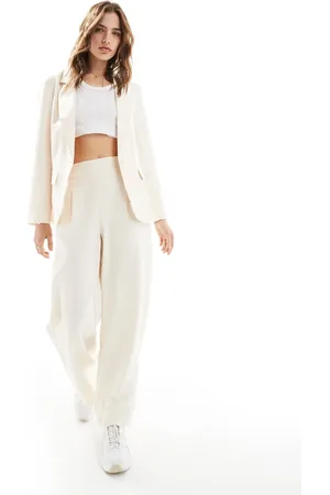 JDY High waist wide leg tailored trouser co-ord in cream