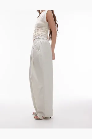 Topshop Pull on pleated balloon trouser in ecru