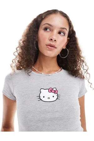 Daisy Street Cropped baby tee with Hello Kitty graphic in