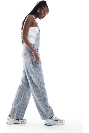 Wrangler Pinstripe straight leg dungarees in and white