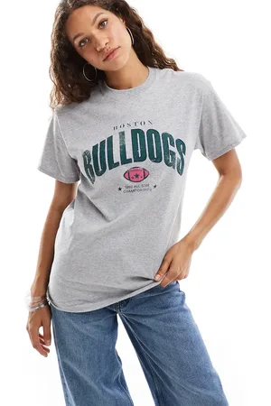 Daisy Street Oversized t-shirt in with bulldogs graphic