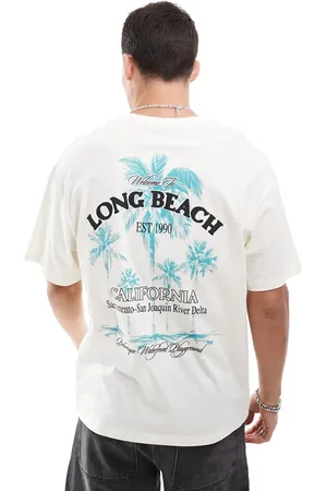 JACK & JONES Oversized t-shirt with California backprint in beige