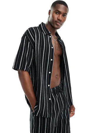 Bershka Textured stripe co-ord shirt in