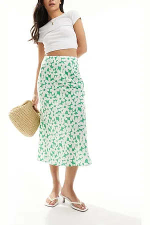 New Look Satin midi skirt in floral