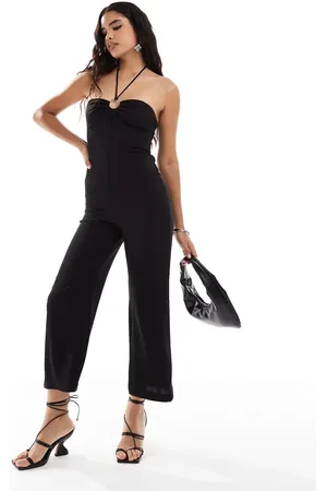 MANGO Halterneck ring jumpsuit in