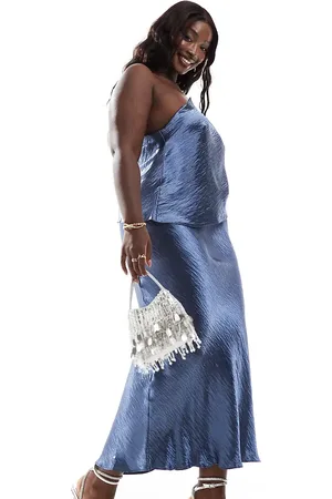 ASOS ASOS DESIGN Curve satin bias maxi skirt co-ord in petrol