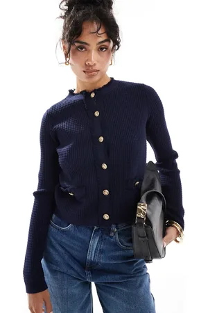 MANGO Knitted button through jacket in