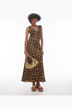 Topshop Double V vintage midi slip in ditsy floral