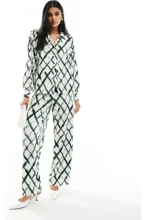 VERO MODA Wide leg trouser co-ord in tie dye check