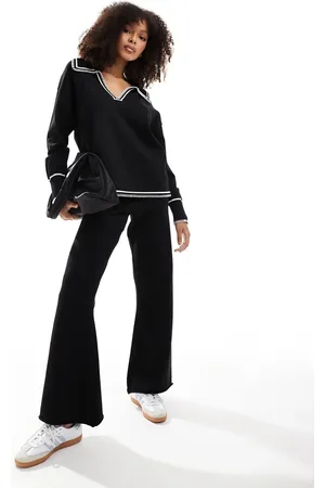 SNDYS Knit wide leg trouser with contrast seam co-ord in
