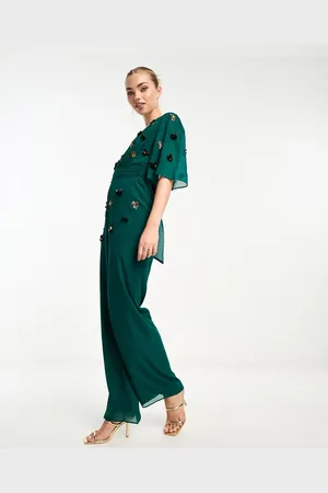 HOPE & IVY Jumpsuit with embellishment in emerald