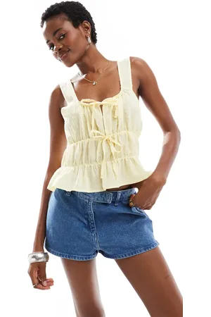 Reclaimed Gathered tie front top in