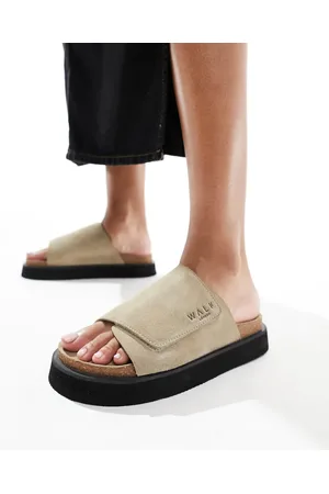 WALK LONDON Barca Velcro Mule in stone