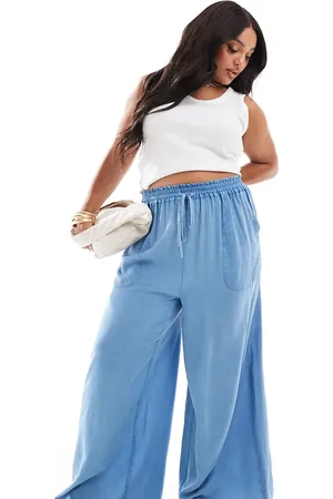 Yours Chambray wide leg trousers in
