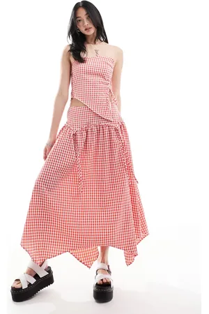 Daisy Street Hanky hem midi skirt co-ord in gingham