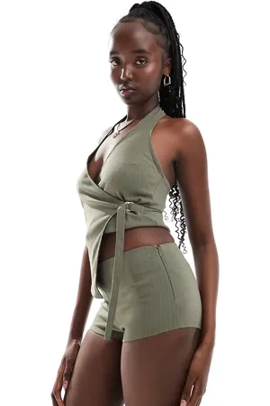 COLLUSION Festival micro short co ord in pinstripe