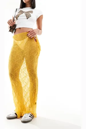 Elsie & Fred Tie side sheer textured maxi skirt in orange