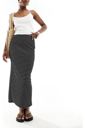 New Look Stripe midi skirt in