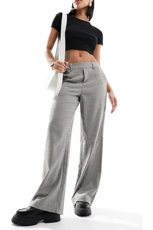 Object Tailored wide leg trousers in check