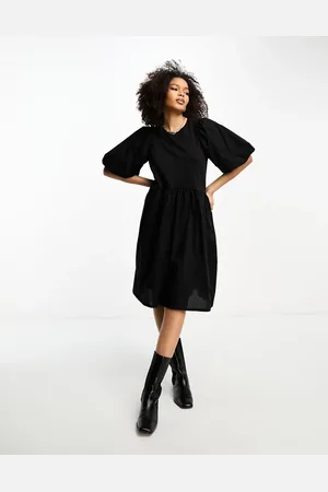 In wear InWear puff sleeve drop waist mini smock dress in