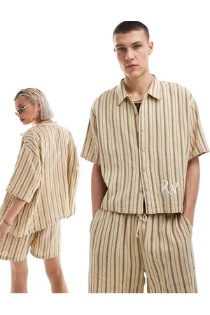 Reclaimed Unisex textured stripe shirt co-ord