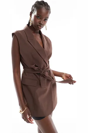 ASOS Sleeveless tie blazer in