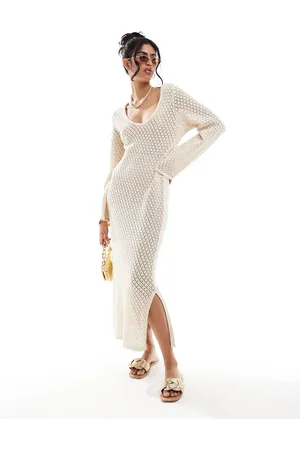 Object Knitted scoop neck maxi dress in cream