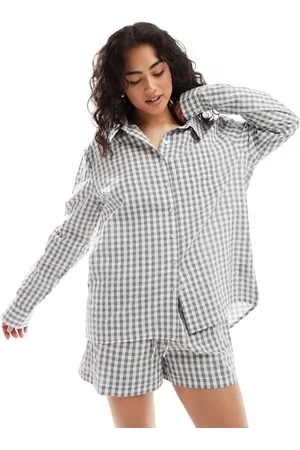 Luna Mix&Match oversized pyjama shirt in gingham