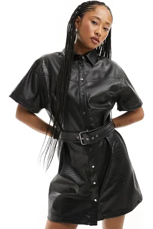 HUGO BOSS HUGO Kerve-1 leather look dress in